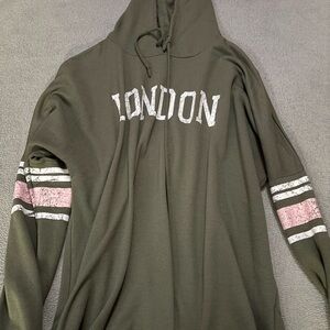 Olive Green Hoodie with London Print